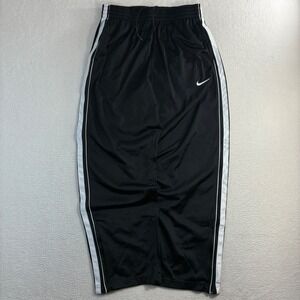Y2K Nike Track Pants Men M Black Baggy Ankle Zip Sweatpants Loose Basketball